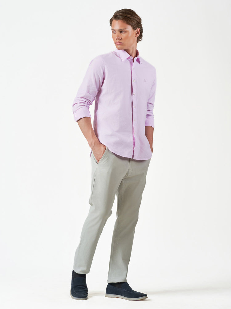 Purple Plain Casual Long Sleeve Shirt