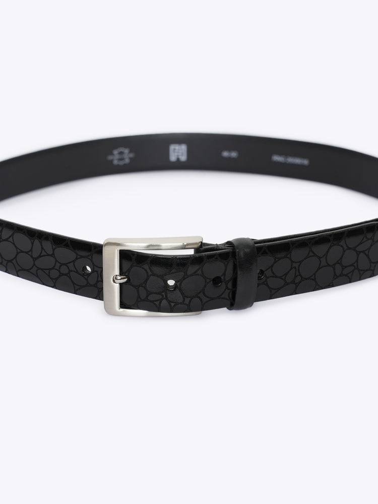 Abstract Pebble Embossed Full Grain Leather Belt