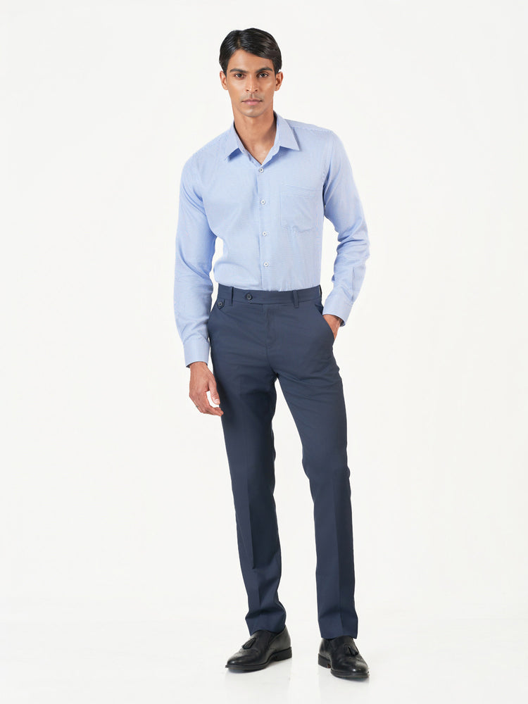 Blue Check Cotton Tencel Blend Slim Fit Shirt