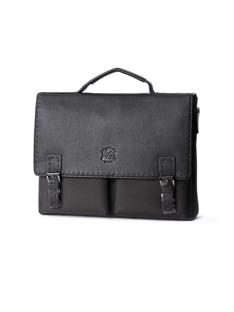 Brown Full-Grain Leather Laptop Bag