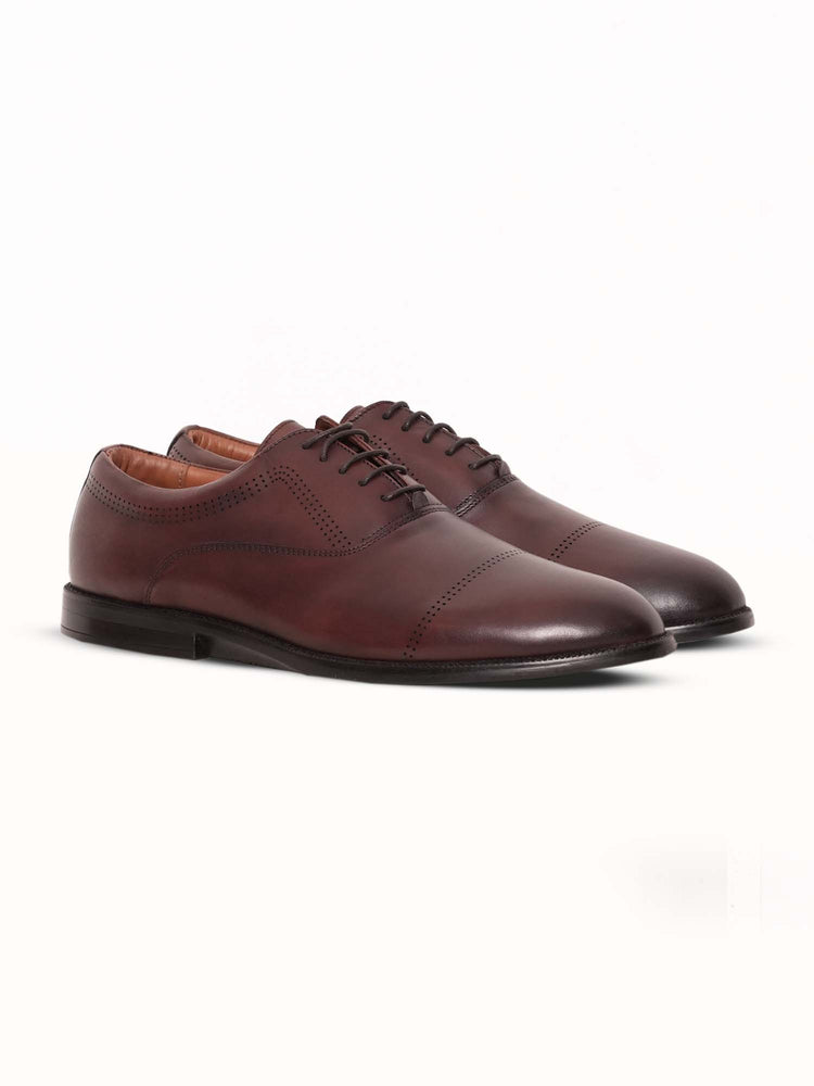 Full Grain Leather Embossed Lace-Up Shoes