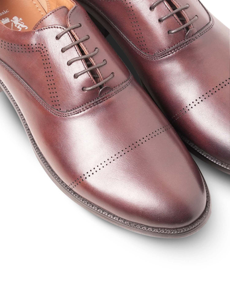 Full Grain Leather Embossed Lace-Up Shoes