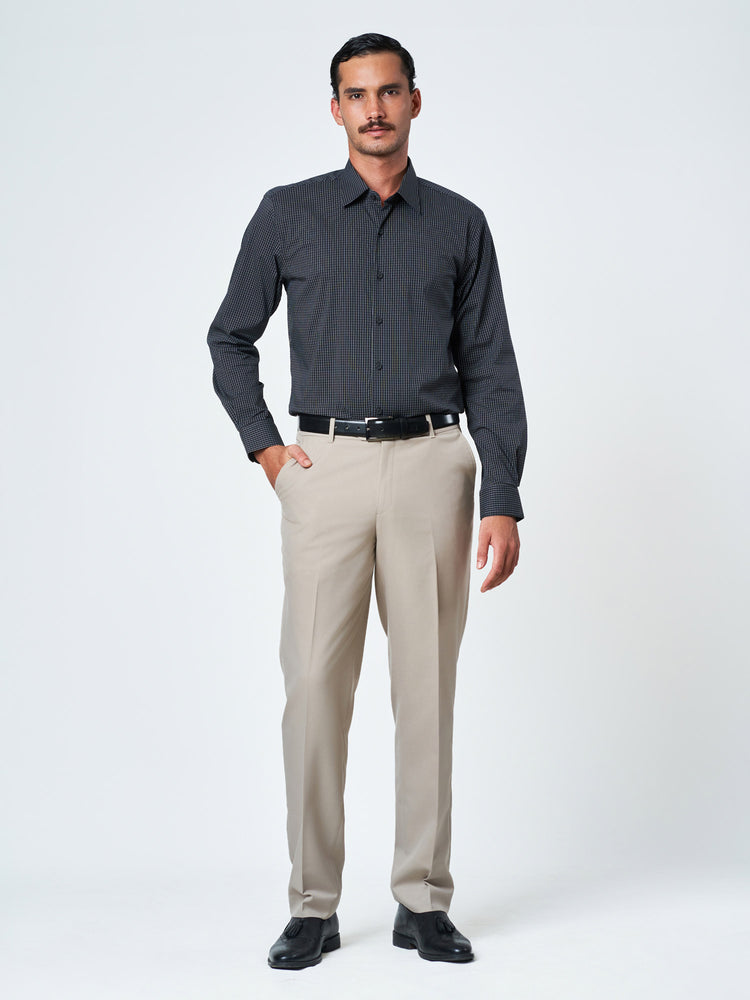 Black Checked Long Sleeve Party Shirt