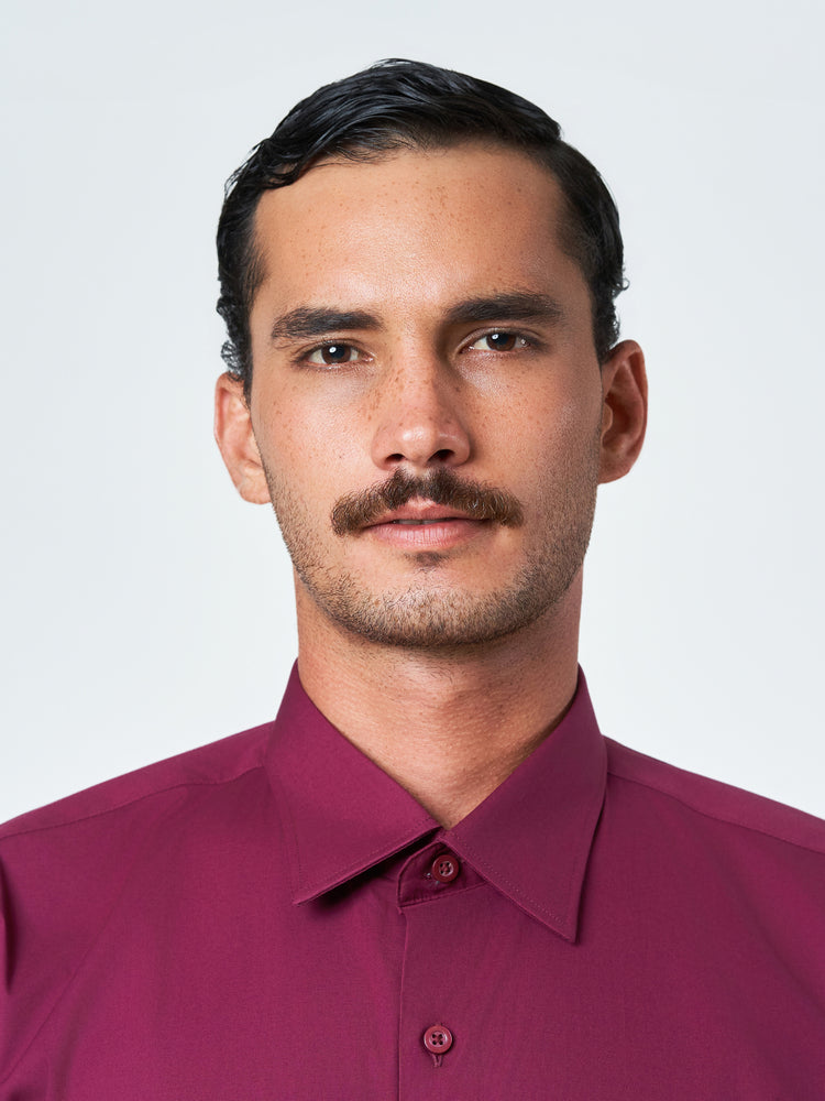 Maroon Plain Party Long Sleeve Shirt