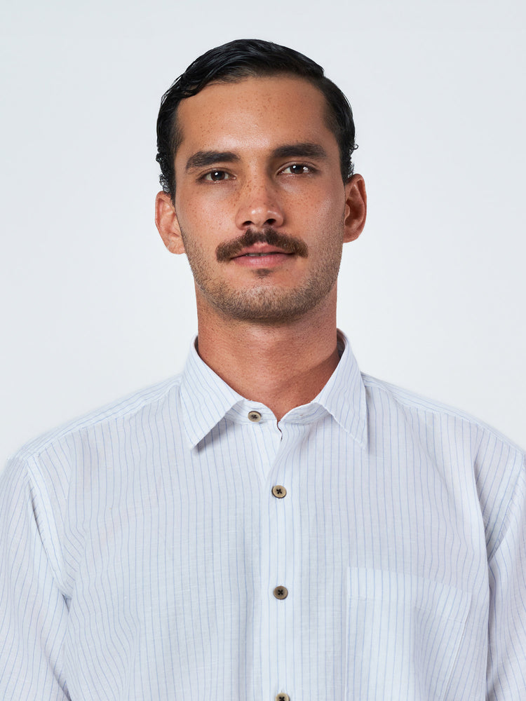 Light Blue Striped Short Sleeve Shirt