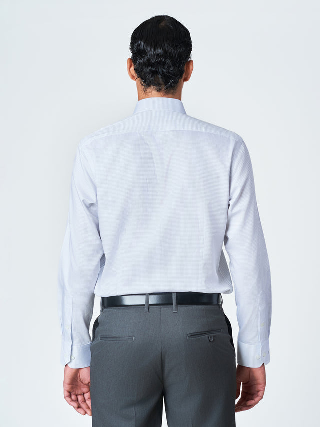 Grey Check Formal Long Sleeve Shirt