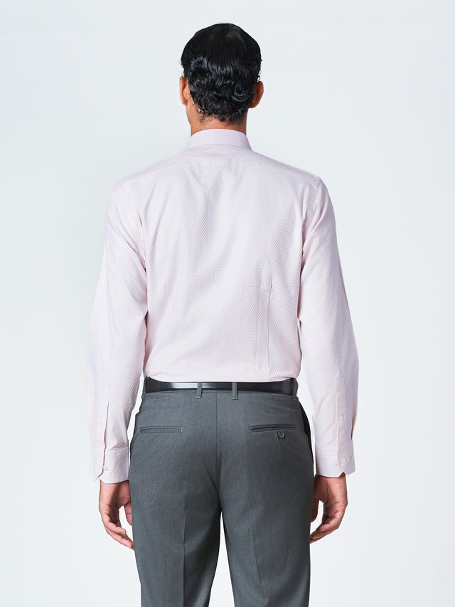 Peach Textured Formal Long Sleeve Shirt