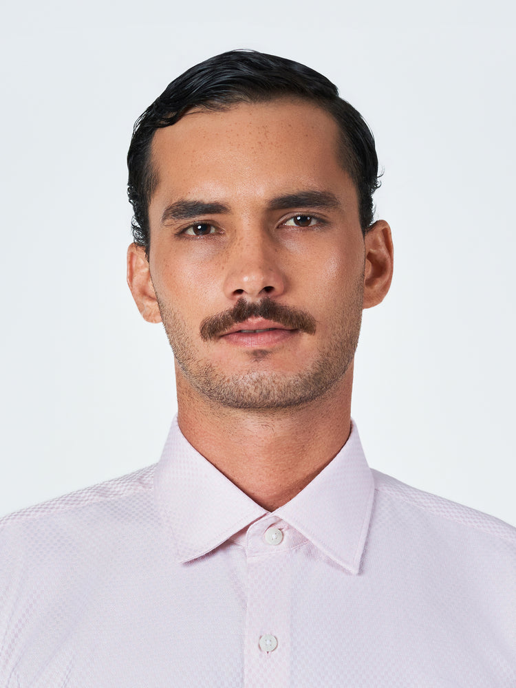 Peach Textured Formal Long Sleeve Shirt