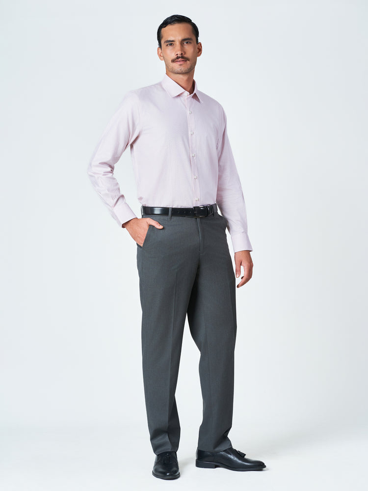 Peach Textured Formal Long Sleeve Shirt
