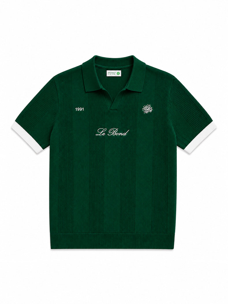 Green Cotton Knit Polo