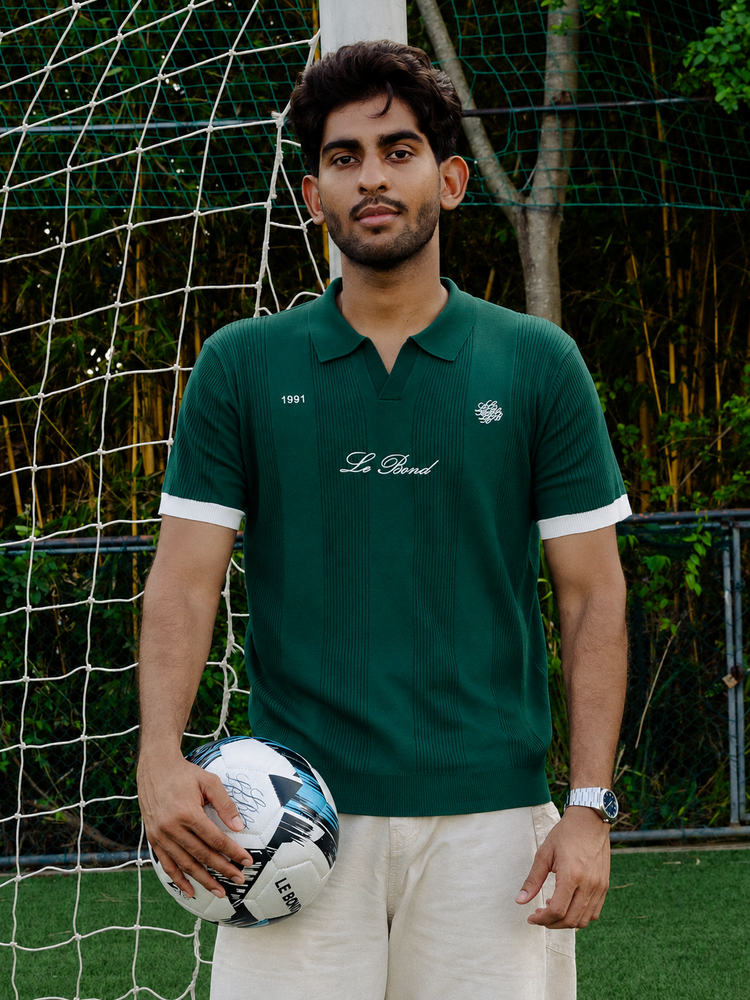 Green Cotton Knit Polo