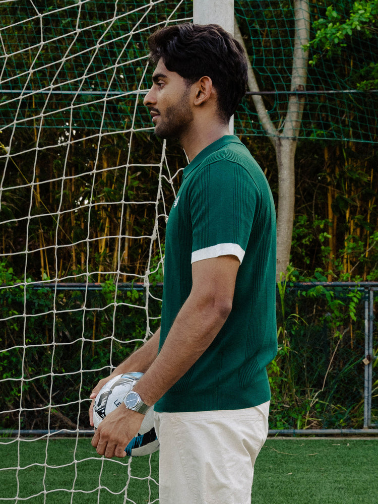 Green Cotton Knit Polo
