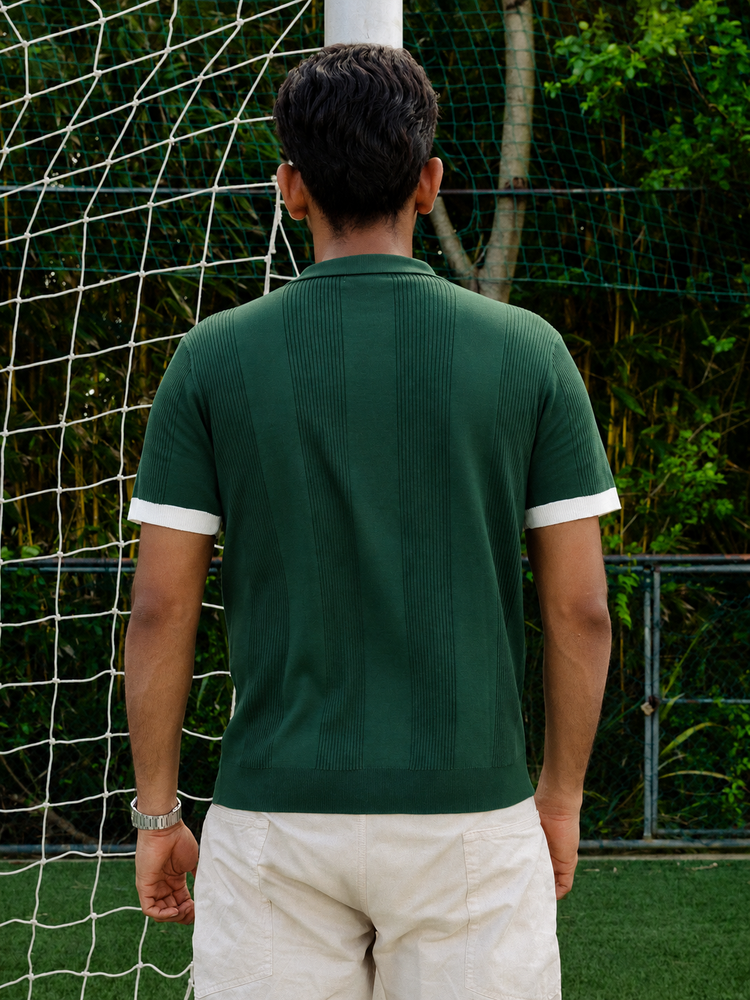 Green Cotton Knit Polo