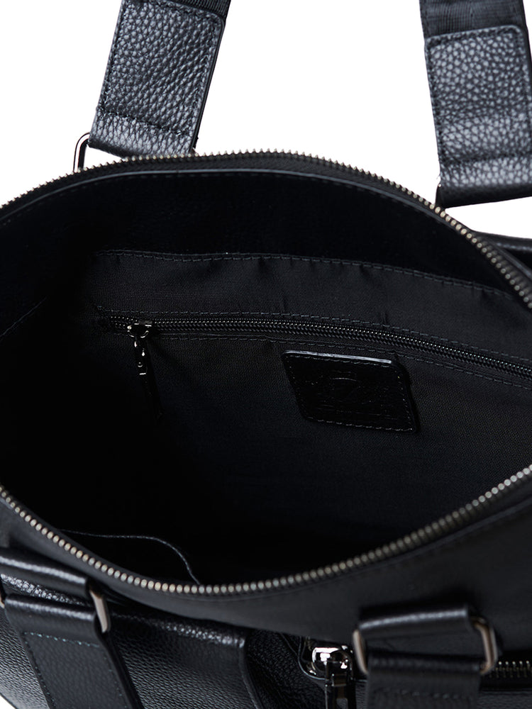 Full-Grain Leather Black Work Tote Bag – Lightweight & Durable Office Carry