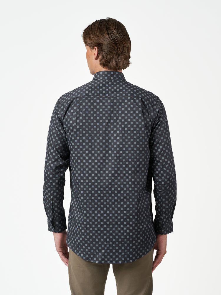 Grey Printed Party Long Sleeve Shirt