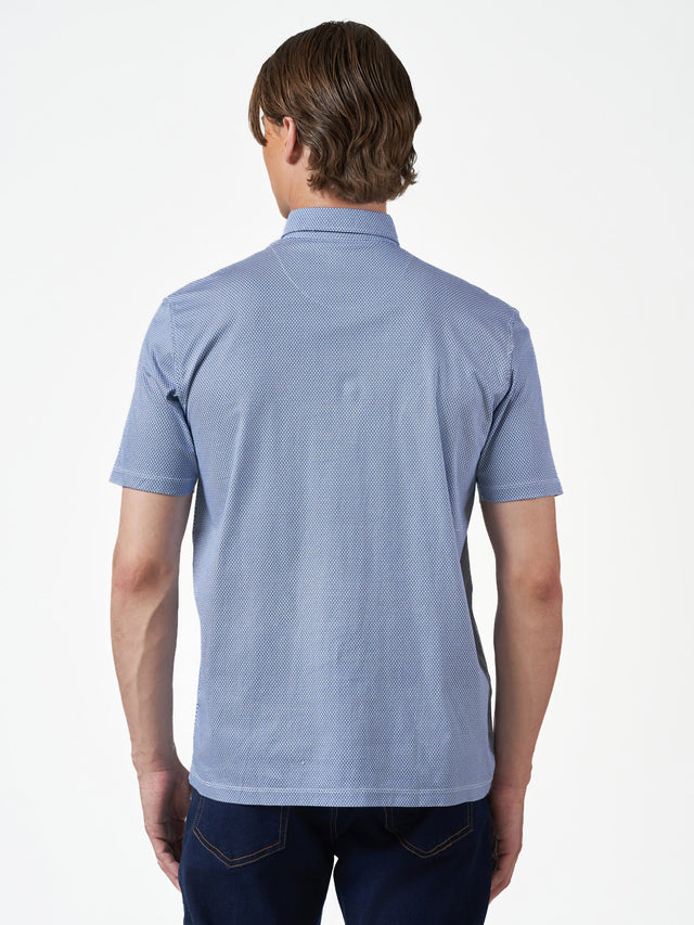 Blue Dot Print Cotton Short Sleeve T-Shirt