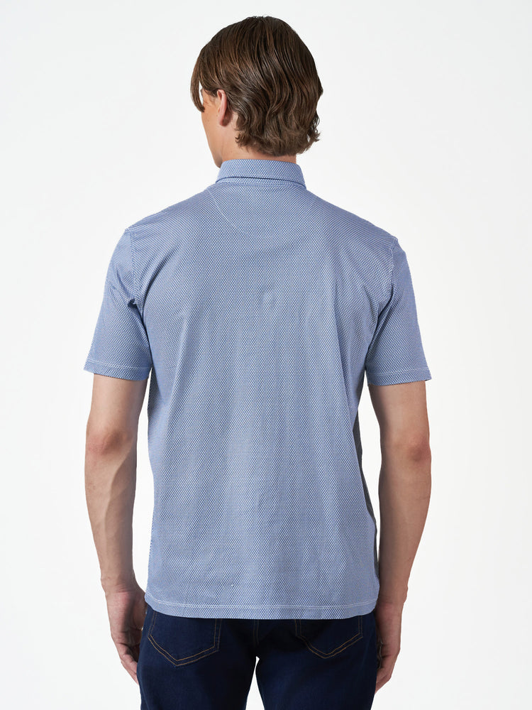 Blue Dot Print Cotton Short Sleeve T-Shirt