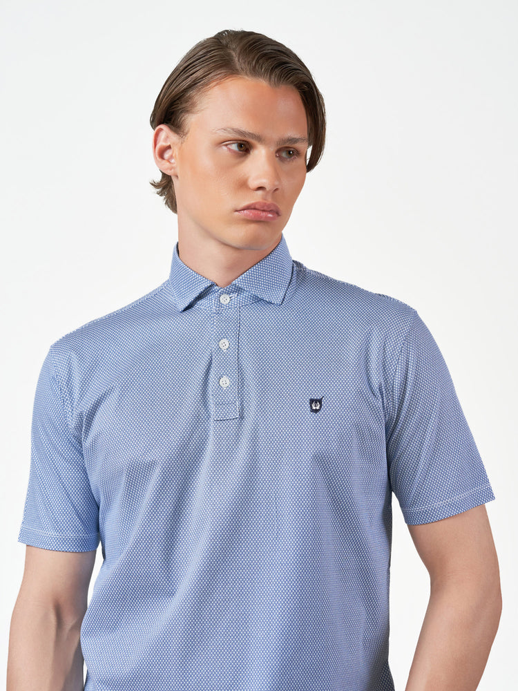 Blue Dot Print Cotton Short Sleeve T-Shirt