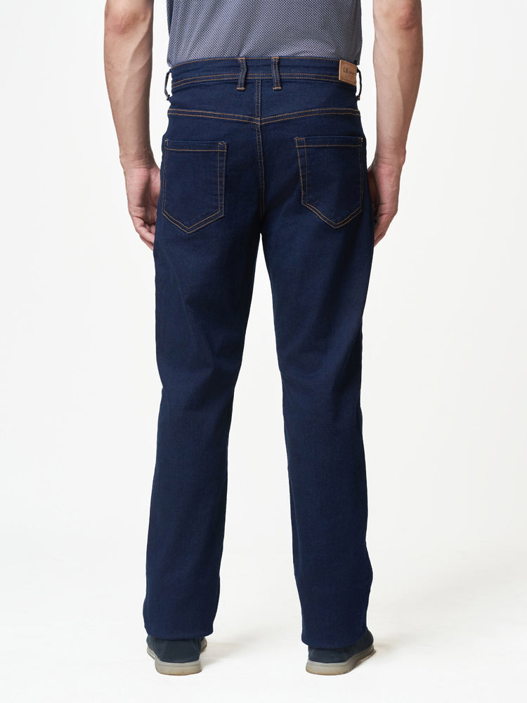 Dark Blue Faded Stretch Cotton Blend Jeans