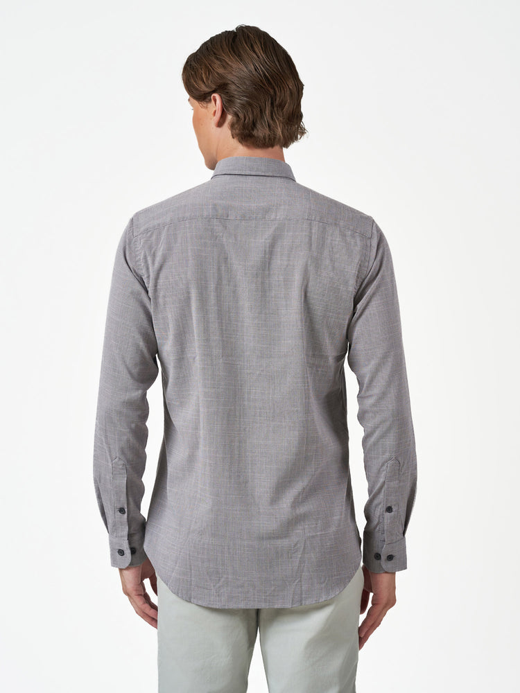 Grey Casual Slim Fit Long Sleeve Shirt