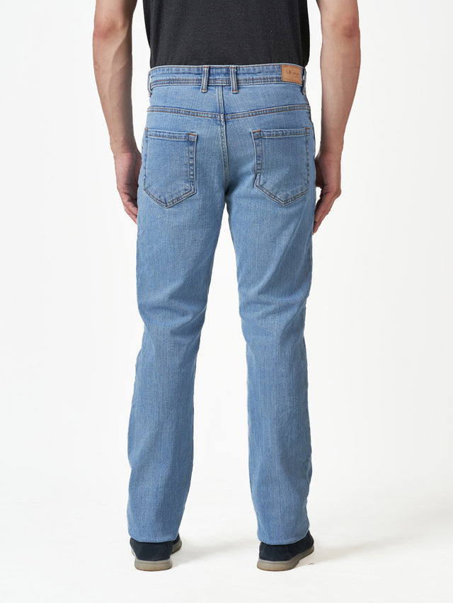 Light Blue Faded Mid Rise Cotton Blend Stretch Jeans