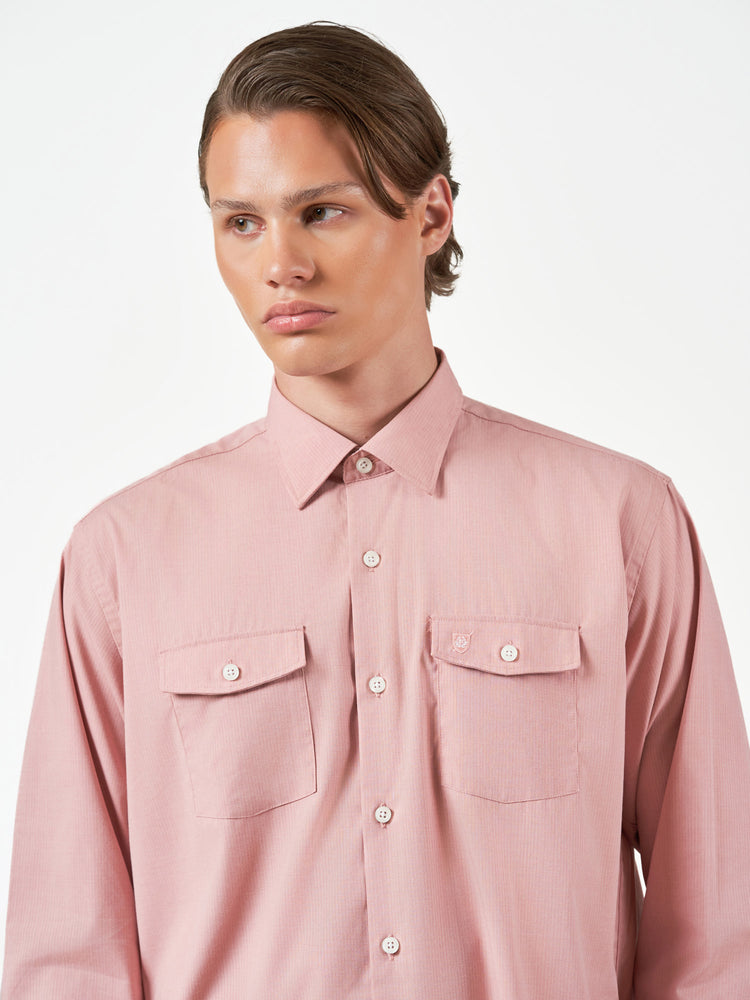 Pink Casual Bamboo Blend Long Sleeve Shirt