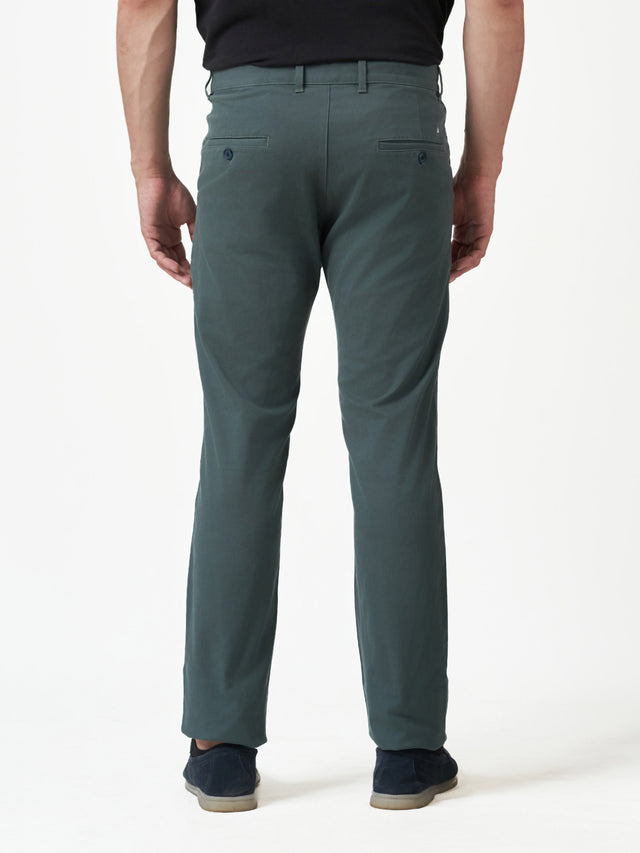 Casual Dark Green Cotton Stretch Slim Fit Chinos