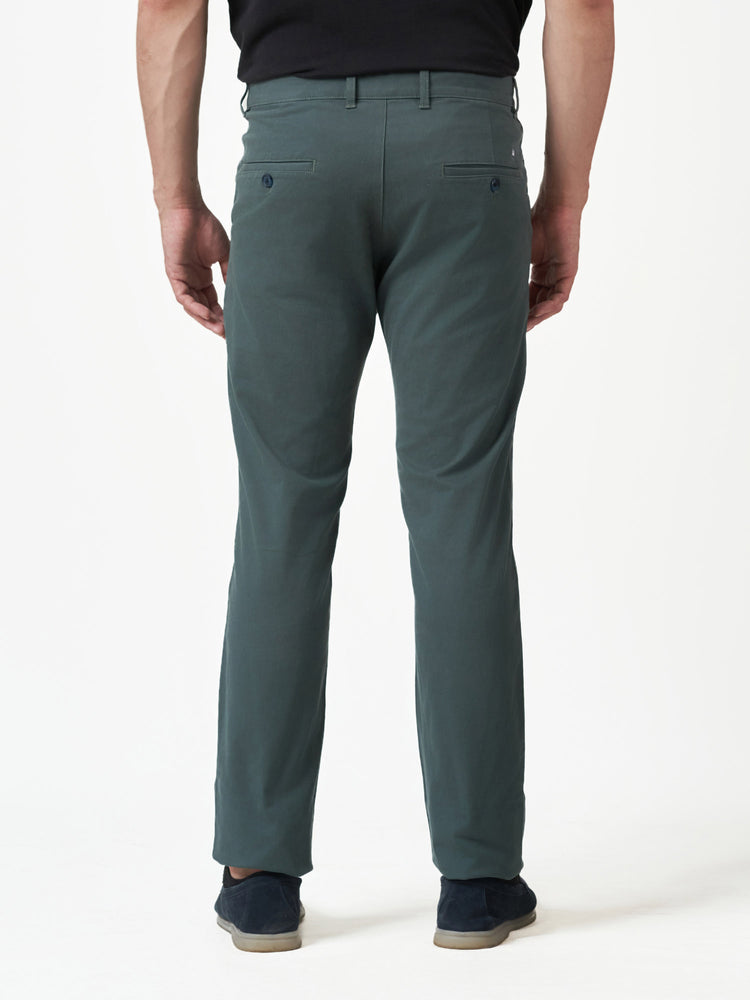 Casual Dark Green Cotton Stretch Slim Fit Chinos
