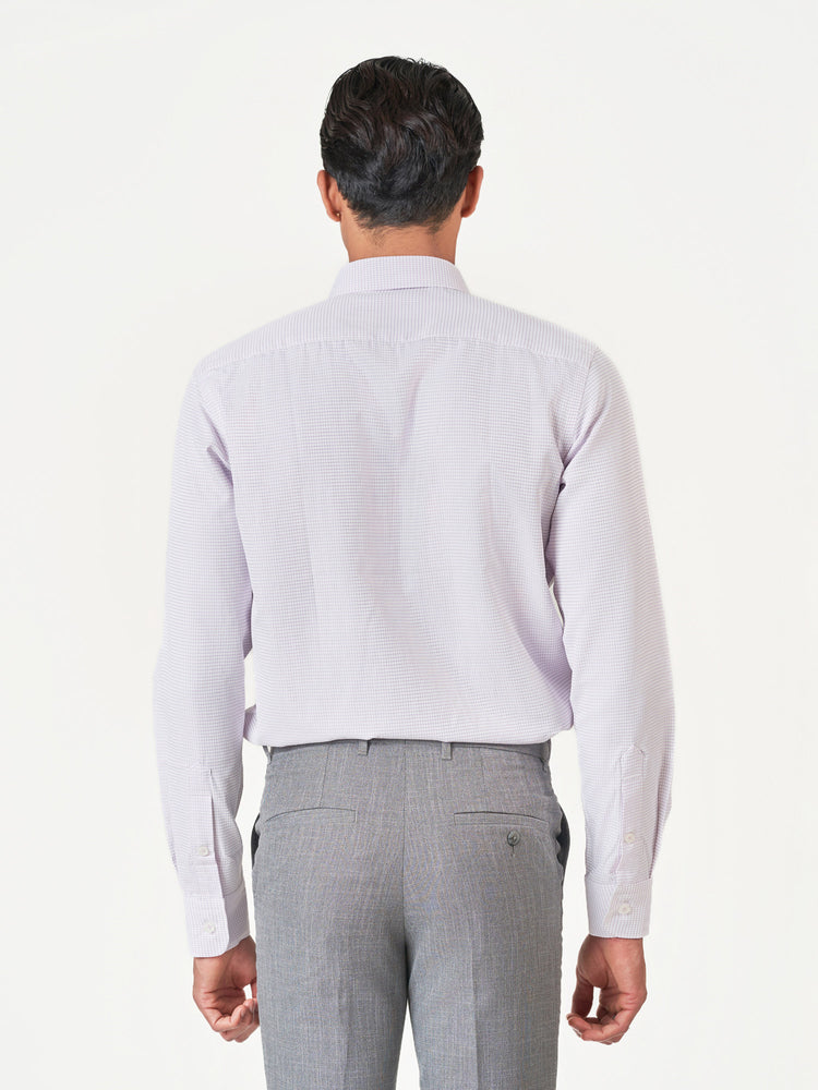 Pink Check Formal Cotton Tencel Blend Long Sleeve Shirt