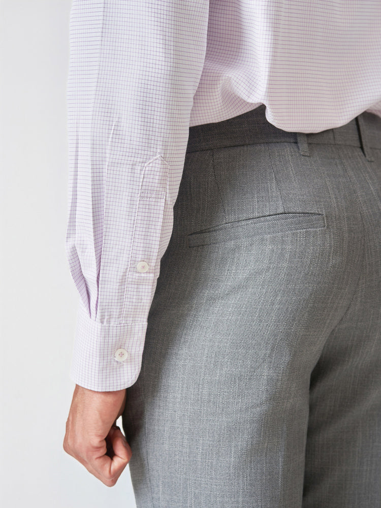 Pink Check Formal Cotton Tencel Blend Long Sleeve Shirt