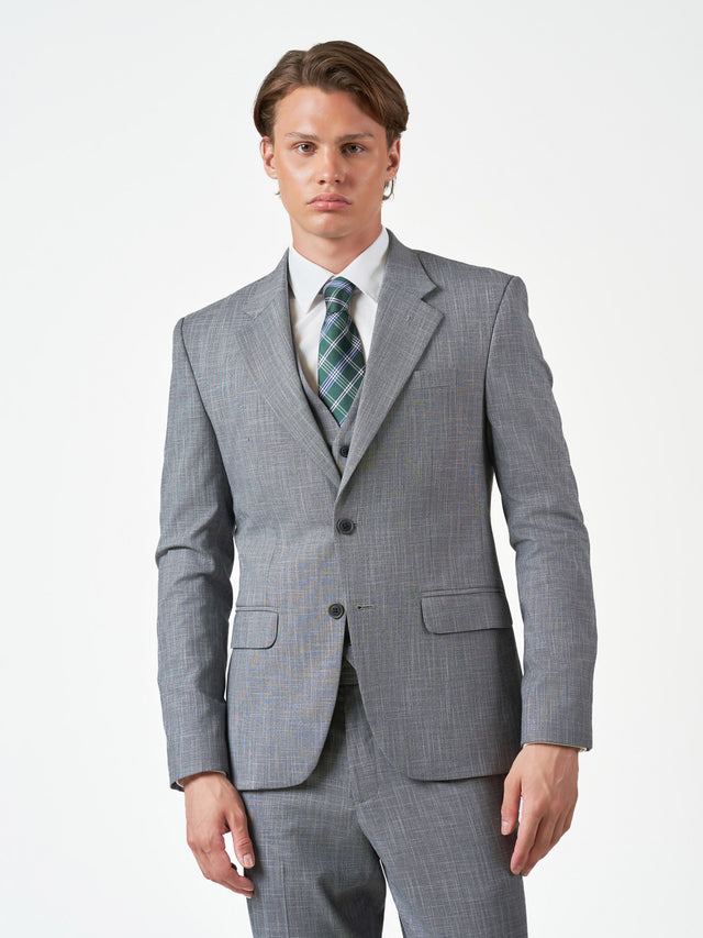 Light Grey Check 3-Piece Slim Fit Suit