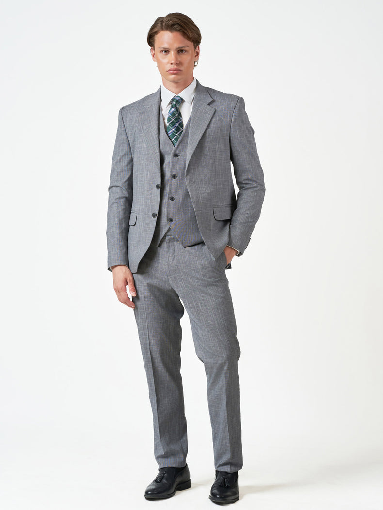 Light Grey Check 3-Piece Slim Fit Suit
