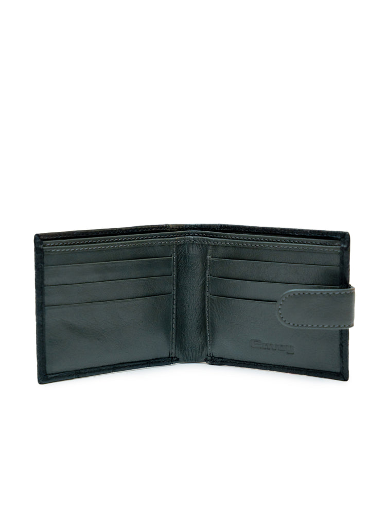 Men’s Black & Grey Two Tone Full Grain Leather Croc Pattern Wallet