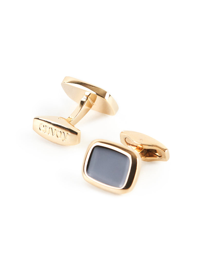 Rounded Rectangle Gold Cufflinks