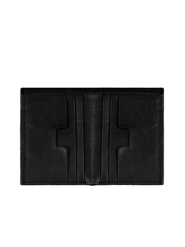 Men's Smooth Finish Black Full-Grain Leather Long Wallet