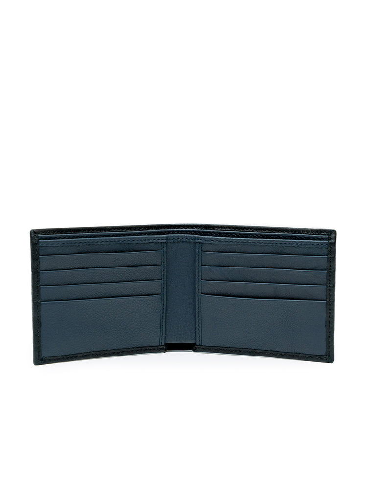 Men’s Textured Design Black with Inside Grey Full Grain Leather Wallet