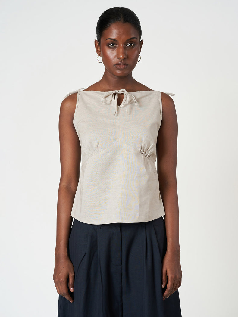 Shoulder Tie Sleeveless Blouse