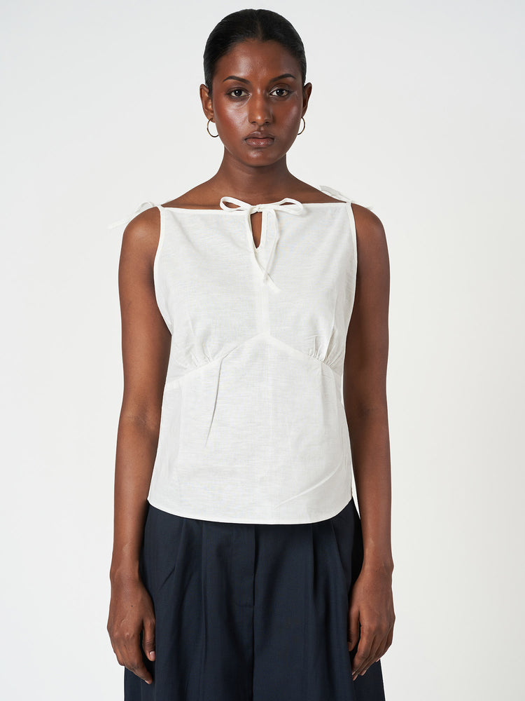 Shoulder Tie Sleeveless Blouse