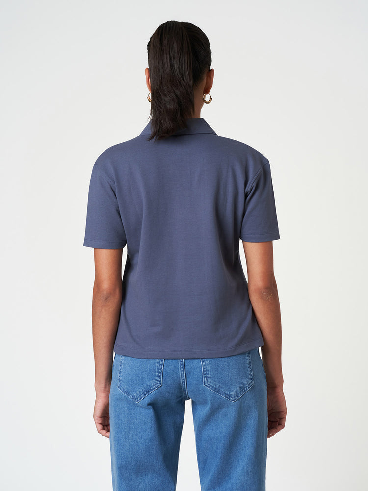Cotton Stretch Casual Dark Blue Classic Polo T-Shirt
