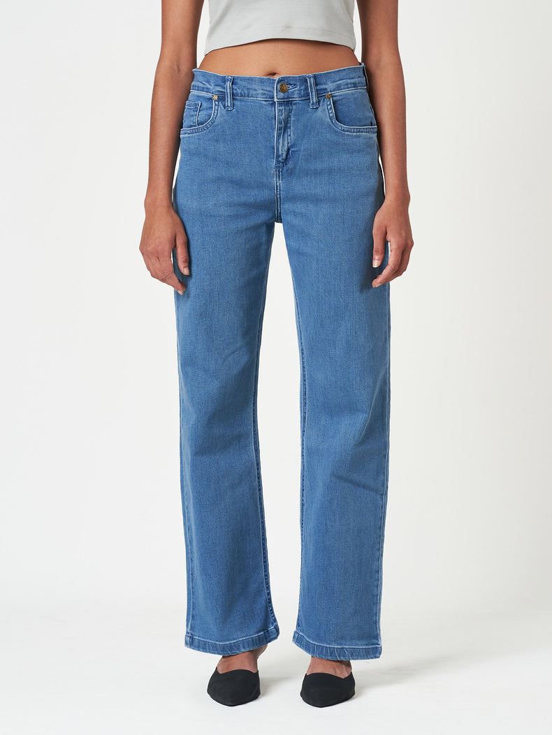Classic Cotton Blue Mid-Rise Straight-Leg Jeans