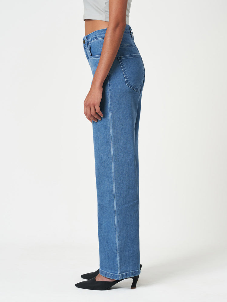 Classic Cotton Blue Mid-Rise Straight-Leg Jeans