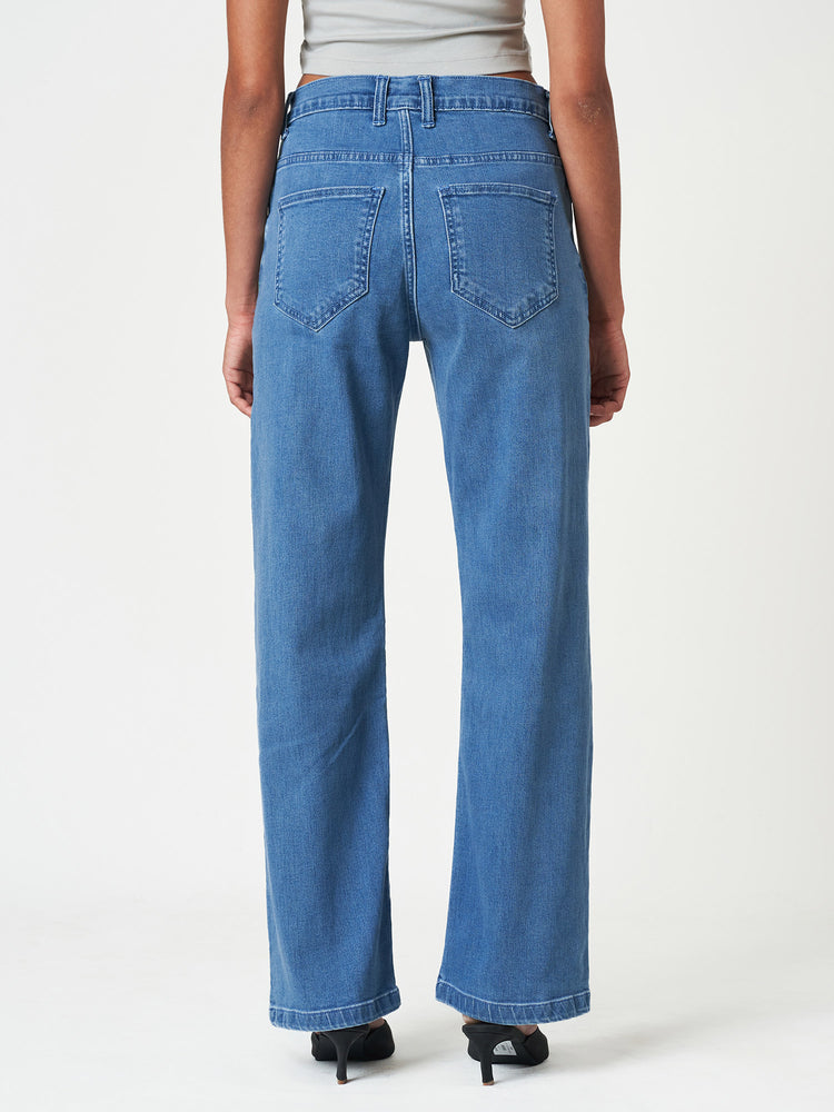 Classic Cotton Blue Mid-Rise Straight-Leg Jeans