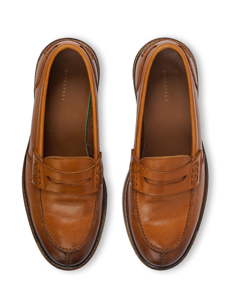 Tan Penny Loafers Classic Slip-On Shoes