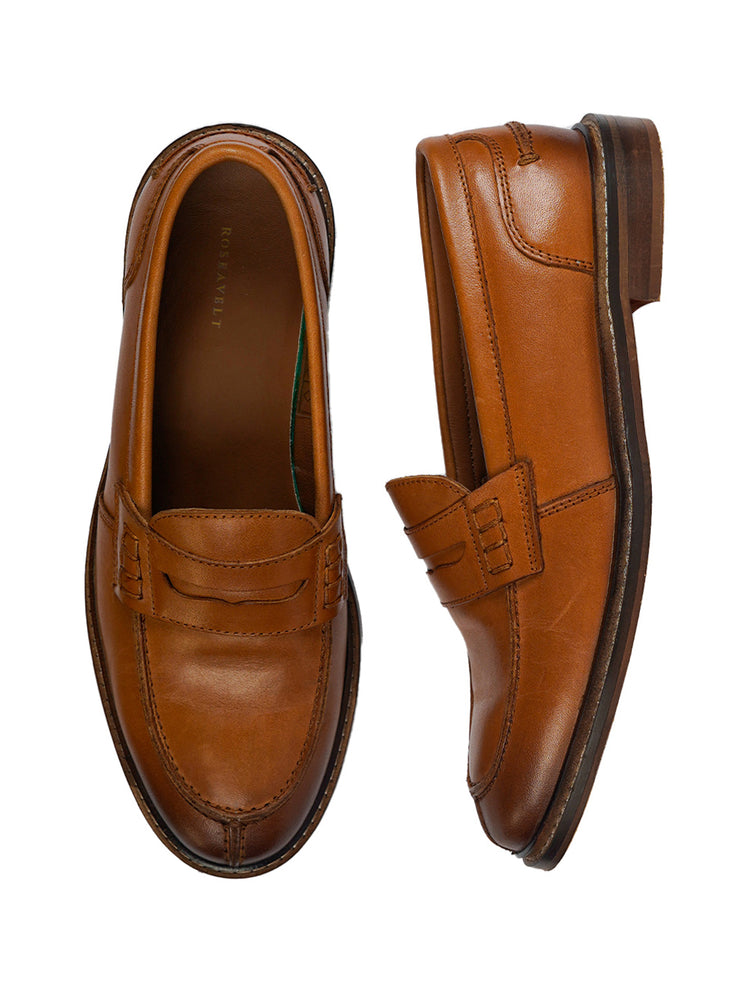 Tan Penny Loafers Classic Slip-On Shoes