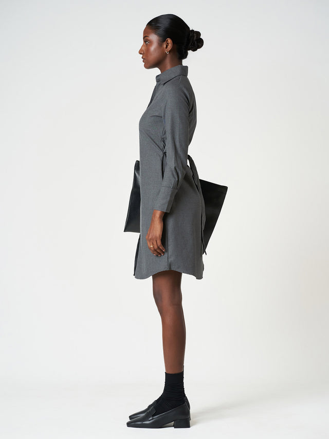 Belted Shirt Long Sleeve Mini Casual Frock
