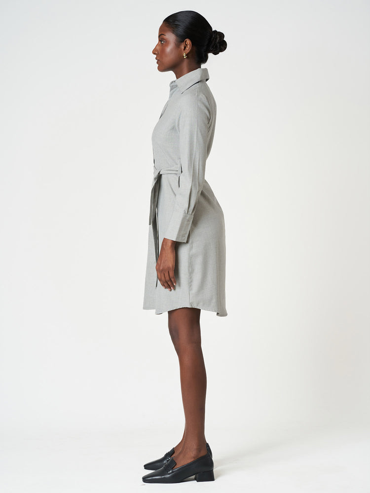 Belted Shirt Long Sleeve Mini Casual Frock