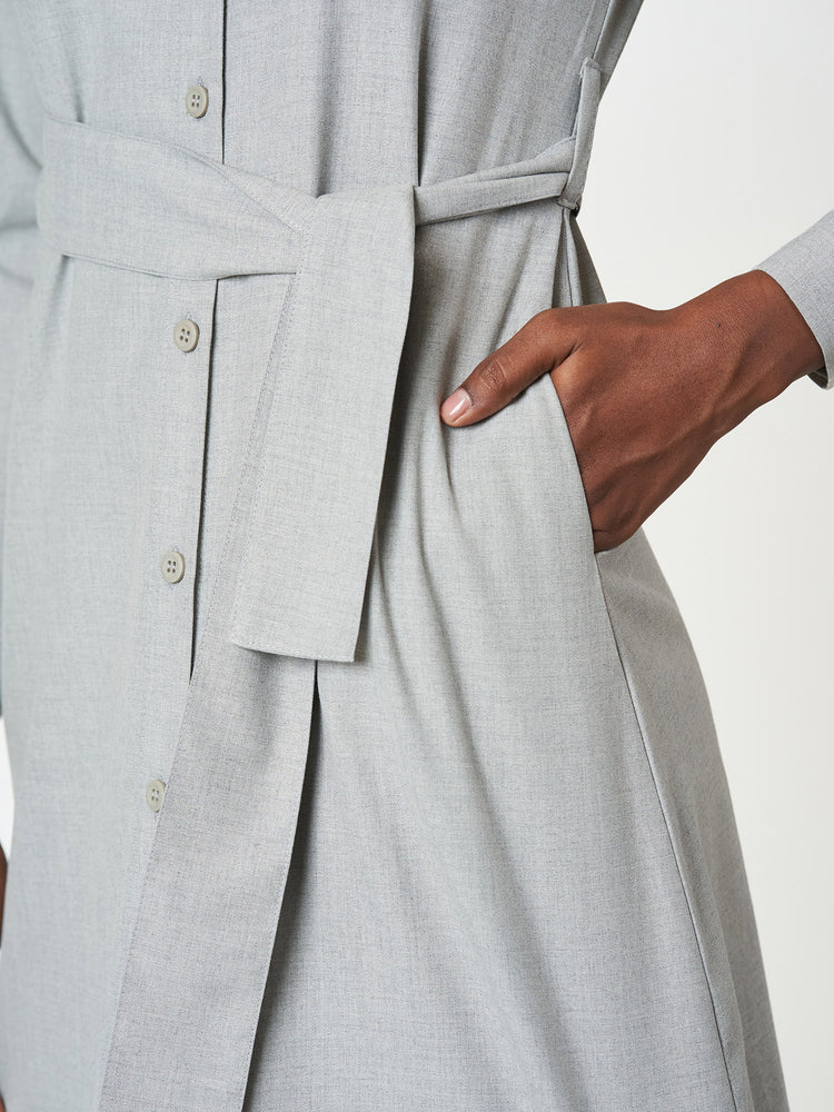 Belted Shirt Long Sleeve Mini Casual Frock