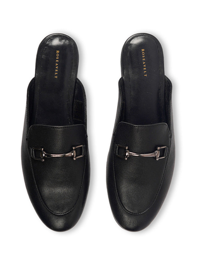 Black Ava Mules Loafers Shoes