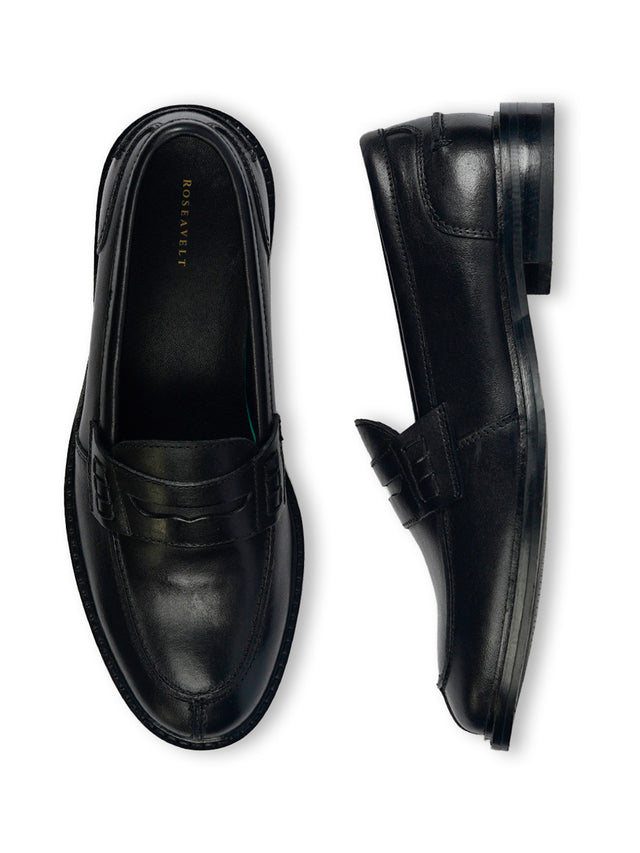 Black Penny Loafers Slip-On Shoes