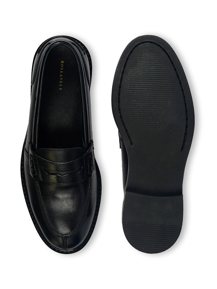 Black Penny Loafers Slip-On Shoes
